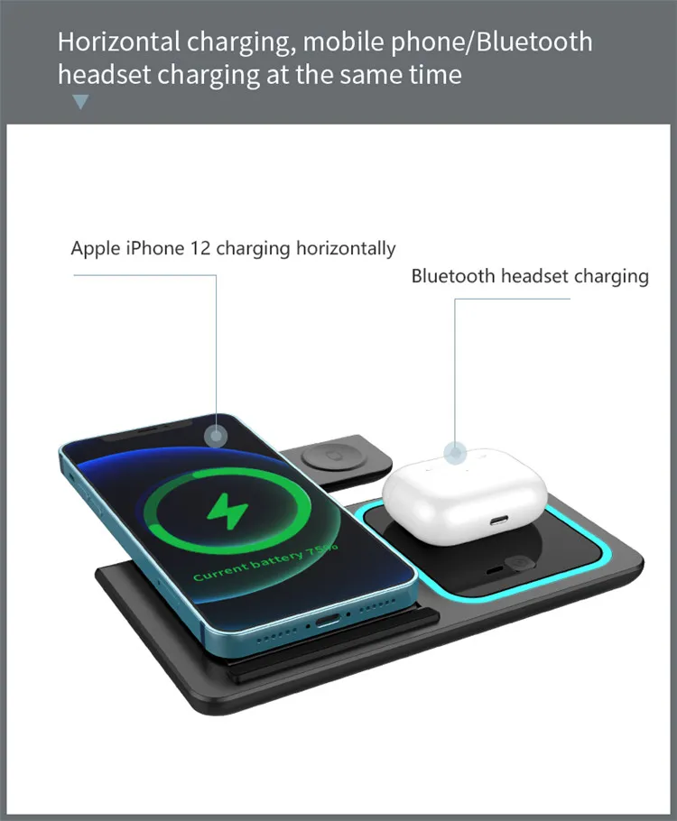 Phone Stand 3 In 1 Wireless Charger For Xiaomi Samsung iPhone 13 12 11 Pro Max Watch 15W Fast Charging Station Phone Holder