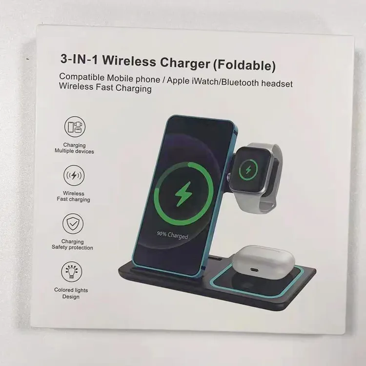 Phone Stand 3 In 1 Wireless Charger For Xiaomi Samsung iPhone 13 12 11 Pro Max Watch 15W Fast Charging Station Phone Holder