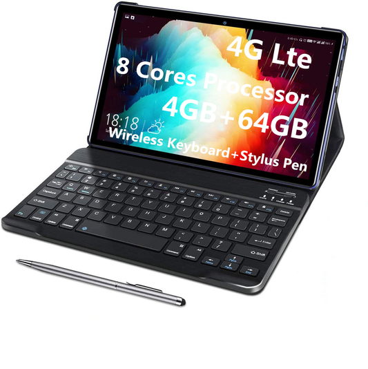 Tablet with Keyboard, Android 10.0 Tablet PC, 10.1 Inch Octa-Core 8MPDual Camera Dual SIM,GPS
