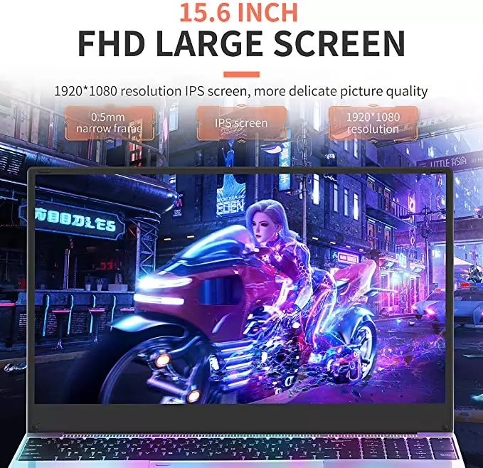 Gaming Slim Laptop, J4125 Processor L2 4M Cache CPU, Integrated Graphics, Backlit Keyboard